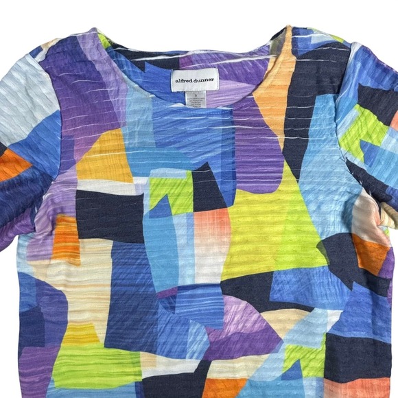 Alfred Dunner Womens Geometric Print‎ Textured 3/4 Sleeve Top Size S - Picture 2 of 5